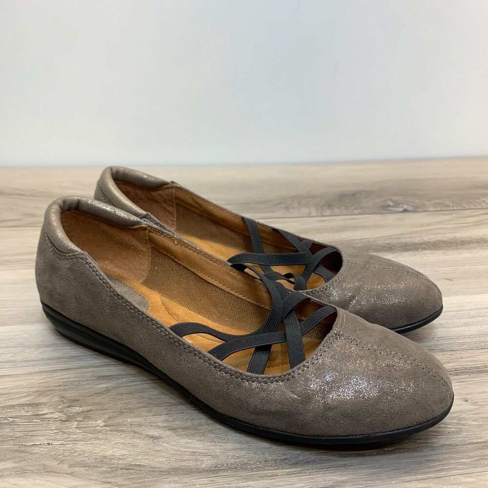 Eurosoft By Sofft Haina Ballet Flats Metallic Brown Faux Leather Women's Size 8M